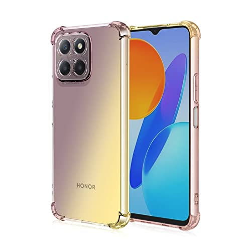 WILLIS Funda para Honor X8 5G / Honor X6 5G, Carcasa Protectora de Color Degradado Transparente, 6.5' Case para Teléfono Anticaída y Antiarañazos Oro Negro
