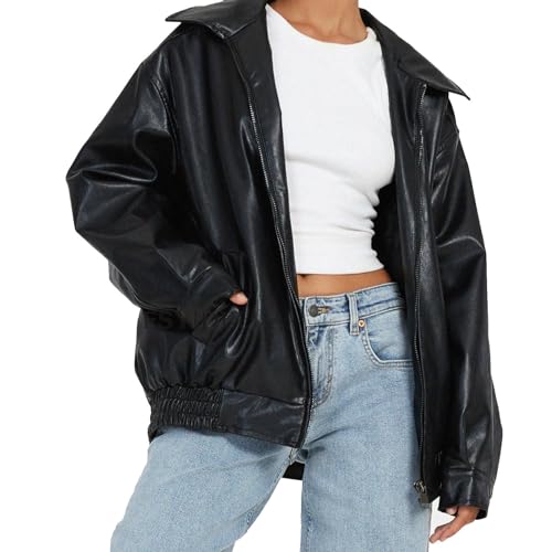 Chaqueta de piel para mujer de estilo gótica y punk ideal para conciertos y salidas nocturnas