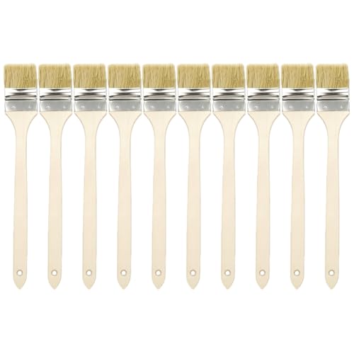 Pincel de mango de madera, 10 unidades, cepillo de mango largo, pincel para radiador, pincel de barniz, cepillo plano, pincel para fachada, cepillo para codo, cepillo largo para madera, DIY, masculino