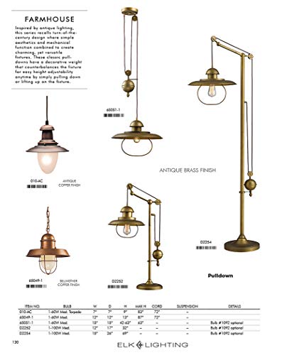 Elk 010-Ac Railroad 1-Light Pendant, 9-Inch, Antique Copper #TOP4