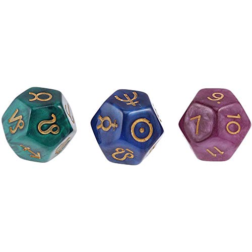 POFET 2 Set 6-teiliges mehrfarbiges 12-seitiges Harzwürfel Astrologie Tarot Constellation Divination Model A.