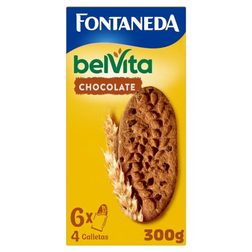 BelVita Leche y cereales Galletas crujientes para el desayuno 24 galletas, 6 paquetes, 5 harinas integrales nutritivas, para un desayuno sano y equilibrado, en casa y fuera, 300g
