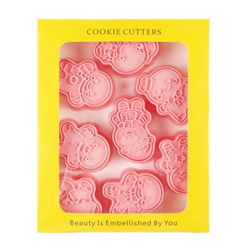 8 moldes prensables para galletas para hombre de Navidad, cortador de galletas, fondant, sellos para galletas, herramientas de cocina, suministros para fiestas