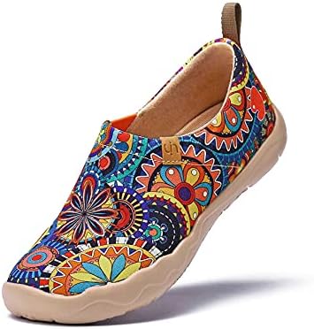UIN Women's Blossom Painted Fashion Sneaker Canvas Slip-On Travel Shoes (8.5)