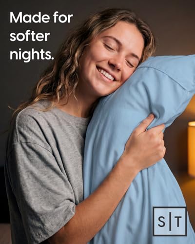 Image of Sleepy Town Split King Size Bed Sheets - 4 Piece - NO Flat Sheet Included - Split King Sheet Set - Soft, Comfy & Cooling - Easy Care - Wrinkle & Fade Free - Brushed Microfiber Bed Sheets (Light Blue)