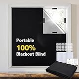 Deconovo 100% Blackout Shades for Windows, Thermal Blinds for Windows, Portable Black Out Window Covers for Baby Nursery, Bedroom, Travel, 1 Piece, Black, 118x57 Inch