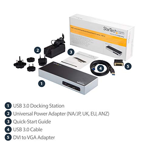 Station d'accueil USB 3.0 StarTech.com double affichage HDMI DVI
