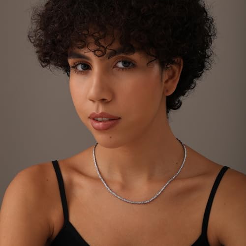 LeCalla Solid 925 Sterling Silver Oxidized Byzantine Necklace | Handmade Italian 2.5MM Byzantine Link Chain Necklace for Men Women (18, 20, 22, 24 Inches), 925 Made in Italy3