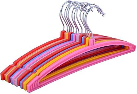 kdtraders Plastic Hanger | Plastic Hanger Set | Plastic Cloth Hanger | Plastic Multi Color Hangers Set of 6 Pcs.