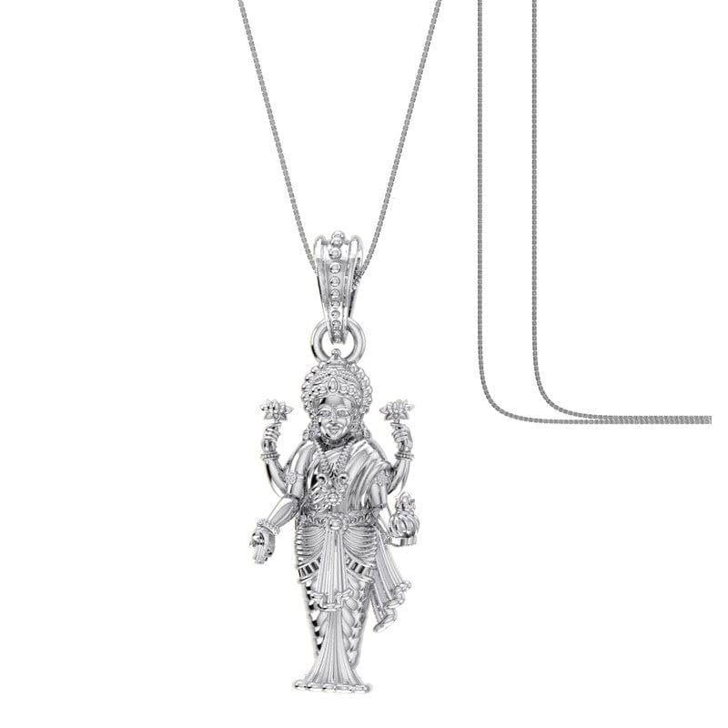 Pendentif Laxmi Ji en argent sterling 925 haut de gamme avec sa chaîne vénitienne élégante