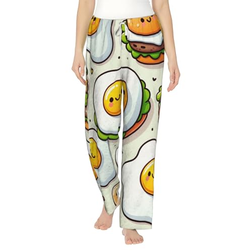 Pantalon de pyjama hamburger femme flanelle chaude et confortable