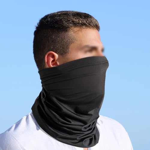 2 Pcs Neck Gaiter Face Cover Scarf Sun Proof Bandana Face Mask Windproof Ski Mask for Skiing Fishing Hiking Cycling Black Dark Grey2