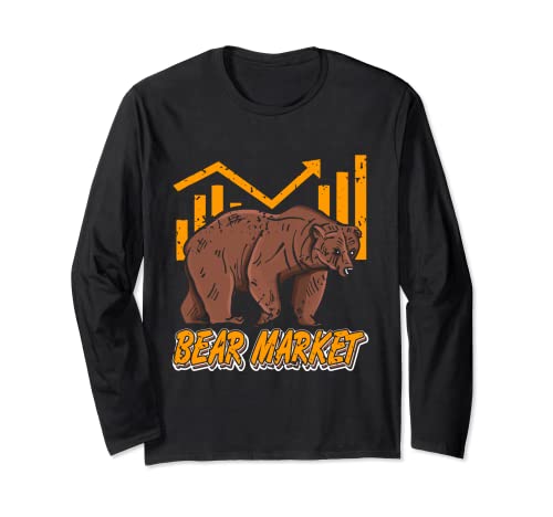 Retro Cool Bear Market Stock Crypto Inversor Presente Regalo Manga Larga
