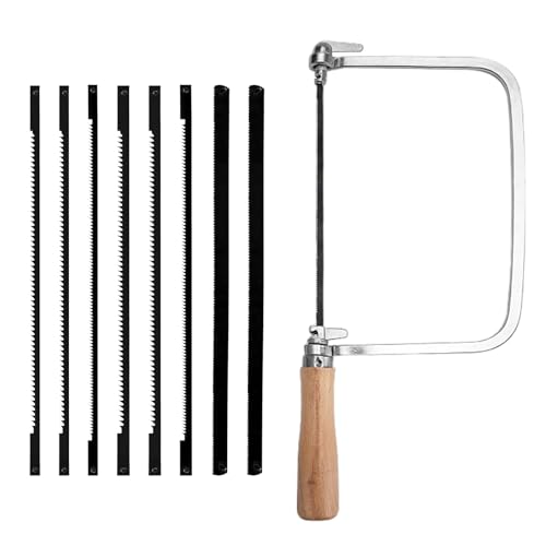 Sierra de marquetería con 8 Hojas, sierras de marquetería, sierras de metal, sierra de mano, Mini Sierra de Mano Giratoria 360 Grados, sierra de hierro para metal, plástico y madera