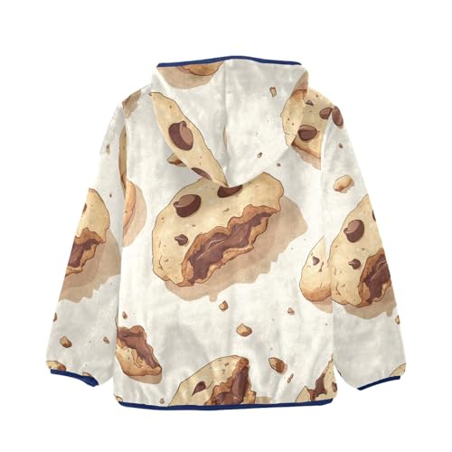 Bitten Broken Cookie Crumbs Girls Fleece Jacket Girls Fall Jacket Girls Zip Up Hoodie Girls Sherpa Jacket 2-10T2