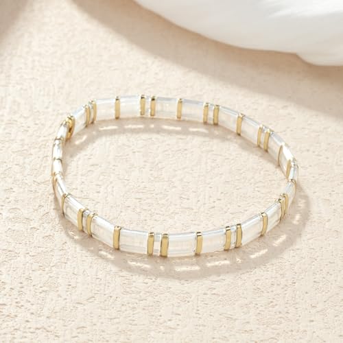 Image of KELITCH Women Tila Beads Stretch Bracelets Handmade Women Charm Strand Beaded Bracelets Summer Jewelry