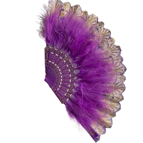 CEHJZQRPL - CEHJZQRPL Éventail à plumes, pour femme, spectacle, pliable, artisanat décoratif, artisanat, mariage, fête, accessoires de scène, voile de danse folklorique (couleur-9)