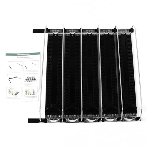 QERLONG Adjustable Beverage Dispenser, Can and Bottle Organizer, Curved Spring Design, Holds Up to 6 Drinks, Easy Install for Fridge or Pantry (5PCS)