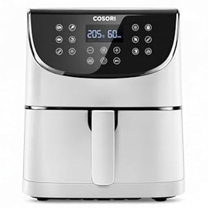 COSORI Heteluchtfriteuse 5,5 l XXL witte friteuse heteluchtfriteuse Air Fryer met digitaal led-touchscreen, 13 programma's, voorverwarmen en warm houden, 100 recepten in het Duits, zonder olie, 1700 W