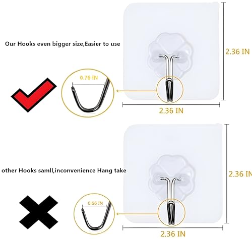 Image of MAPPERZ Self Adhesive Wall Hooks /Heavy Duty Sticky Hooks for Hanging /Waterproof Transparent Adhesive Hooks - 10 Kg Max Weight (Pack of 5)