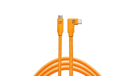 TetherPro USB-C to USB-C 5Gbps Gen 1, Right Angle, 15' (4.6m), High-Visibility Orange