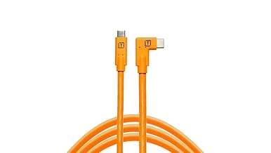 TetherPro USB-C a USB-C 5Gbps Gen 1, Ángulo Derecho, 15' (4.6m), Naranja de Alta Visibilidad