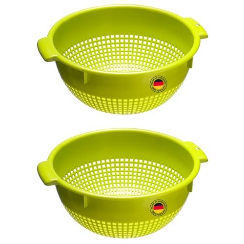 Westmark Seiher – Zwei große Seiher mit 2 Griffmulden und 4 Aufsatzrasten zum Waschen und...