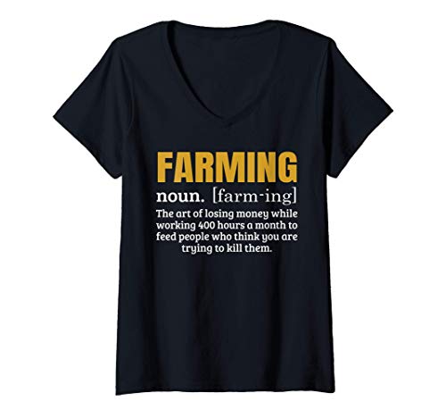Mujer Farming Definition Support Local Farmer Quotes Farm Gift Camiseta Cuello V