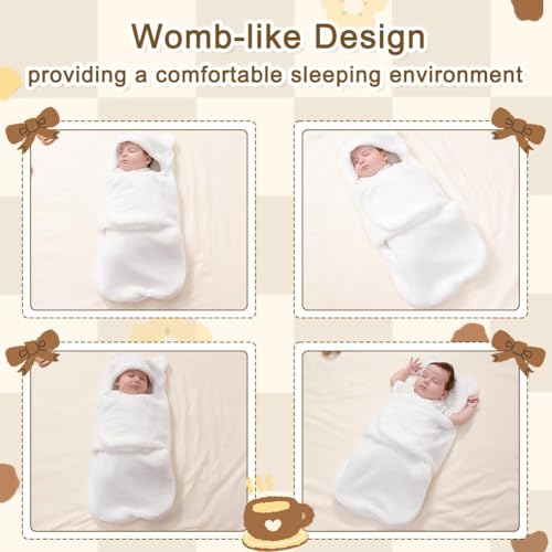 AiWMGL Newborn Swaddle Blanket Baby Girl Boy Hooded Swaddle Sleep Sack Infant Wearable Blanket Soft Plush Thick Cute Bear Baby Essentials Gifts by AiWMGL - Image 6