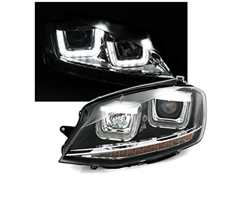 reflektory tfl reflektory czołowe kierowcy i pasażera zestaw reflektorów montaż projektor światła przednie lampy samochodowe czarne reflektory lhd kompatybilne z Volkswagen Golf 7 2012 2013 2014 2015 2016 2017 VP496