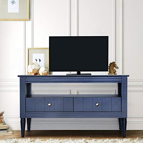 Pellebant 40 Inch TV Stand Media Console Table with Wood Storage Cabinet, Modern Entertainment Center for Flat Screen TV, Gaming Consoles in Living Room, Entertainment Room, Blue