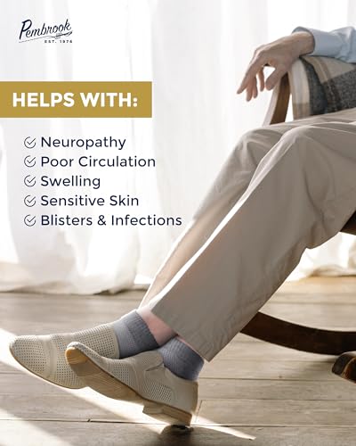 Pembrook Diabetic Ankle Socks for Men and Women - 6 Pairs Low Cut Seamless Diabetic Socks Women | Diabetic Socks for Men