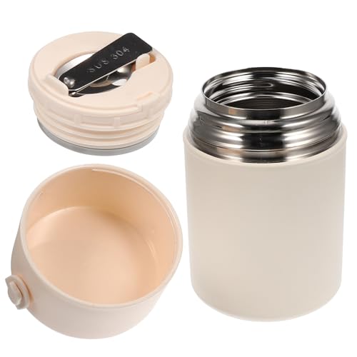 Recipiente térmico de acero inoxidable Veemoon 850 ml, termo de vacío hermético portátil beige 2