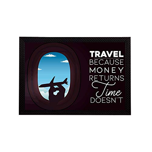 Image of eCraftIndia Travel Because Time Doesn't Motivational Quote Satin Matt Texture UV Art Painting