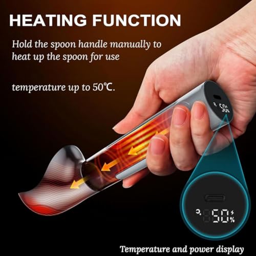 Cuchara de helado eléctrica con calefacción, cuchara de helado recargable, impermeable IP67, fácil de limpiar, diseño duradero, edades
