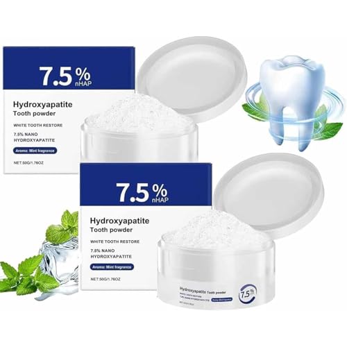 Polvo dental de hidroxiapatita, 7.5% de hidroxiapatita nanomicrocristalina y sin flúor, fórmula suave para el cuidado de las encías.