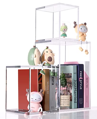 Sanrui Bookcase Set Of 3 Acrylic Cube Display Risers,Open Bookshelves For Home Office,Transparent #TOP7
