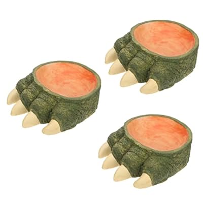 POPETPOP 3pcs Food Pet Water Tortoise Habitat Turtle Aquarium Gecko Crawling Pets Holder Small Resin Feeding Amphibians for Container Iguana Accessory Plate Bowl Worm Reptile