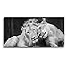 Cuadro Pareja de Leones en Blanco y Negro, 120 x 60 cm, Lienzo Envuelto, LEN-002