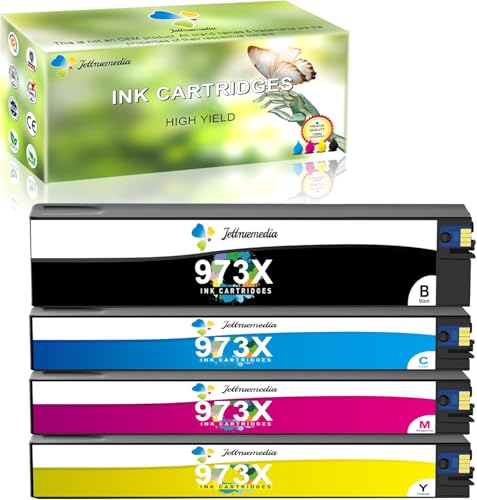 Jettruemedia 973X Druckerpatronen Multipack Kompatible für HP 973X 973 XL für HP PageWide Pro 477dw 477dwt 477dn 452dw 452dwt 452dn 552dw 577dw 577z Managed MFP P57750dw P55250dw (4 Pack)
