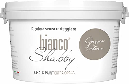 bianco Shabby® Grigio Tortora (Dove Grey) Water-Based Chalk Paint for All Surfaces – Extra Matt Finish (2.5 Litres)