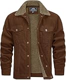 TACVASEN Lumberjack Jacket Mens Winter Sherpa Fleece Lined Corduroy Jackets Outdoor Thick Warm Casual Cargo Coat with 5 Pockets Brown, 2XL