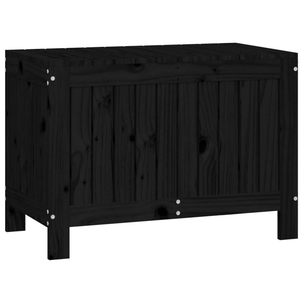 Baule da giardino nero, 76 x 42,5 x 54 cm, in legno massello di | coperchio con molla a gas, ventilazione tramite lamelle, istruzioni di montaggio incluse (lingua italiana non garantita)