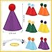 12 PCS Mini Party Hats for Stuffed Animals Birthday Felt Cone Hat with Pompom Adjustable Pets Birthday Party Hats for Assorted Animal Dog Cat Rabbit Puppies Costume Accessories Decor