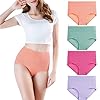 wirarpa-Womens-High-Waisted-Cotton-Underwear-Ladies-Soft-Full-Briefs-Panties-Multipack wirarpa Women's 4 Pack Cotton Underwear High Waisted Briefs Ladies Panties Underpants Green Orange Red Purple X-Small