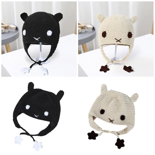 Soft Knitted Bear Ear Hat Comfortable Pullover Earflap Brimless for Kids and Adult for Winter Everyday Use Women Warm Ha2