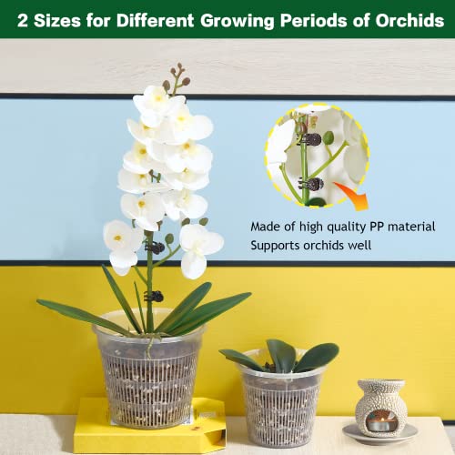 Orchid Pot, 12 Pack Orchid Pots with Holes, 5.5in and 4.5in Clear Orchid Pots for Repotting, Breathable Slotted Orchids Planter, Plastic Flower Plant Pot Indoor