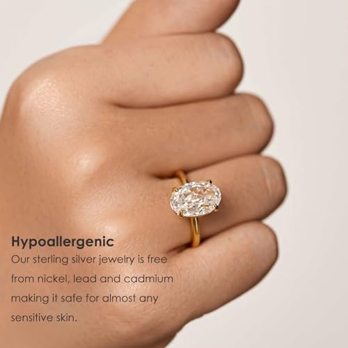 Michooyel 4.0ct Oval Cut Women's Engagement Ring 18K Gold Plated 925 Sterling Silver Cubic Zirconia Promise Ring Wedding Ring for Women2