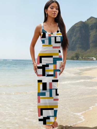 Image of Nimsruc Women Summer Long Dress Casual Slip Sexy Slim Sleeveless Bodycon Maxi Dresses for Women 2024