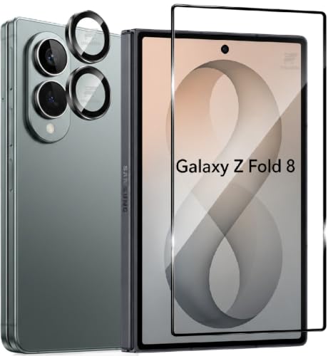 Image of WonRia 1+1 Pack - Tempered Glass Compatible with Samsung Galaxy Z Fold 8 Wide 5G with Camera Lens Ring Protector Screen Guard Protector - (Pack of 2)